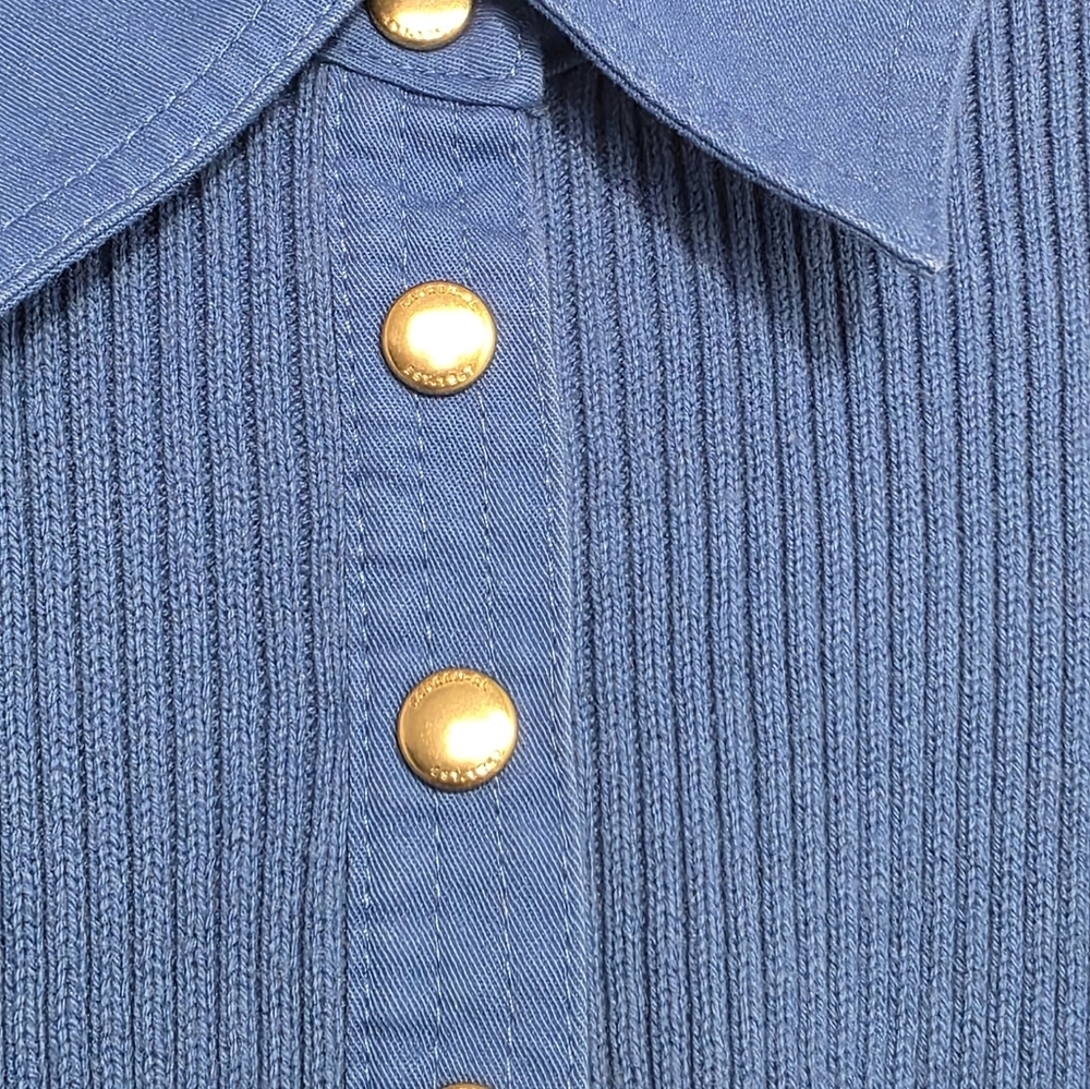 Lauren Ralph Lauren Ribbed Long Sleeves Polo Knit Blue Women's Sweater Size PM - Picture 5 of 7